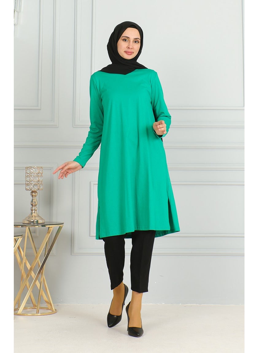Sefa Merve Slit Long Tunic 9141-03 Green  - Image 2