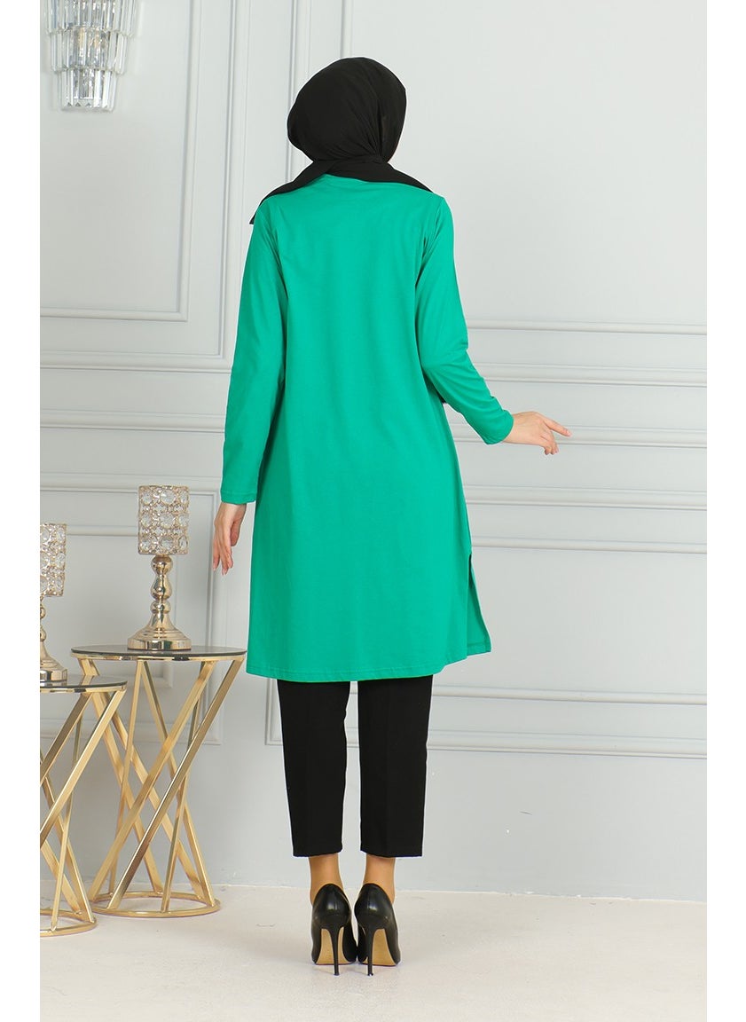 Sefa Merve Slit Long Tunic 9141-03 Green  - Image 5