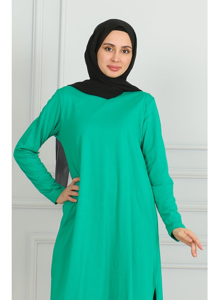 Sefa Merve Slit Long Tunic 9141-03 Green  - Image 3
