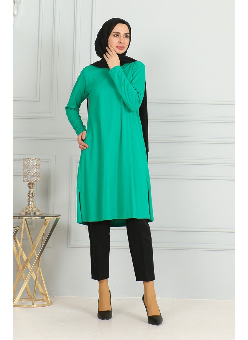 Sefa Merve Slit Long Tunic 9141-03 Green  - Image 1