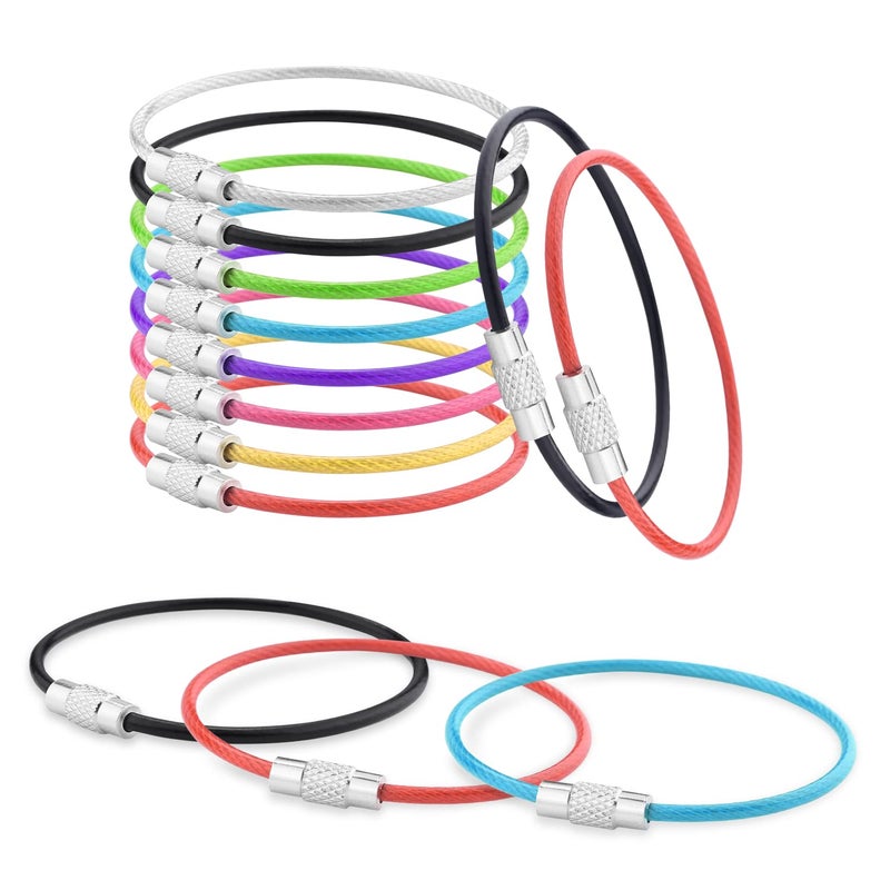 CooBigo CooBigo 16 Pack Stainless Steel Loops 2mm Coated Wire Keychain Cable Large Keyrings 6 inch Key Chain for Luggage Tags Key Tags Keyrings Kitchen utensils DusterAssorted Colors