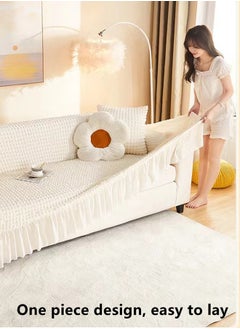 Kutis 1-Piece 3-Seater Modern Simplicity Sofa Slipcover Bubble Slipcover Polyester Off-white 190-230 Centimeter  - Image 5