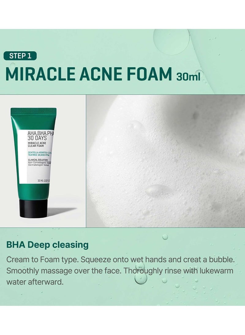 DubaiGallery AHA BHA PHA 30Days Miracle AC SOS Kit | Includes Toner 1.01Oz + Serum 0.33Oz + Cream 0.7Oz + Foam 1.01Oz | Mild Exfoliating Daily Skin Care Set For Skin Wastes, Sebum, Oiliness Care - Image 3