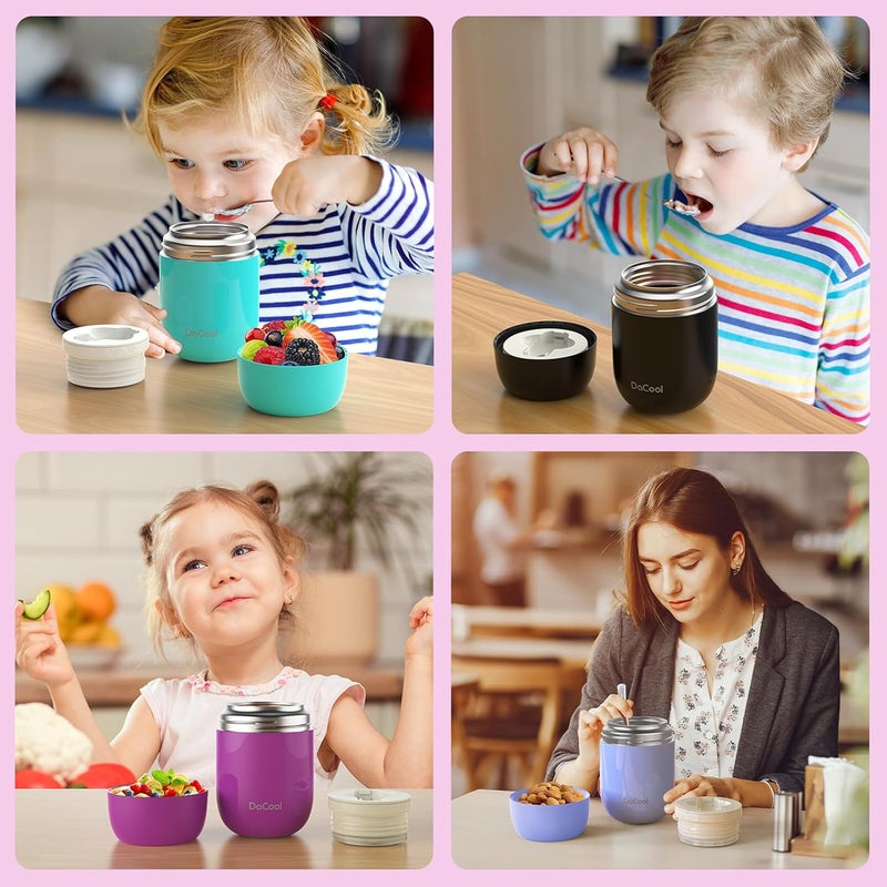 DaCool Insulated Food Jar Food Thermo Insulated Lunch Container 16 oz Vacuum Stainless Steel Kids Thermo for Hot Cold Food for Kids Adult with Spoon Leak Proof for School Office Travel, Purple - Image 5