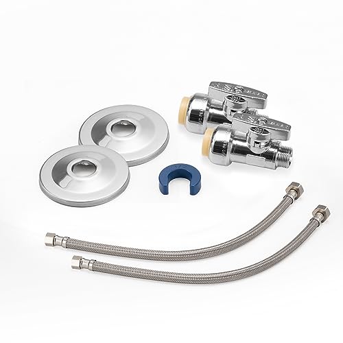 WMAXPFIT2 Pack 16 Inch Faucet Water Supply Line 38 Inch Female Comp x 12 Inch FIP Faucet Flexible Water Connector Hose Stainless Steel Braided Water Supply Line 16 INCHES STRA KIT - Image 1