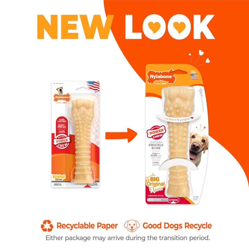 Nylabone Textured Knuckle Bone Power Chew Toy for Dogs, Durable & Tough Dog Toys for Aggressive Chewers, Original Flavor, X-Large - Over 50 Ibs, 1 Count - Image 4