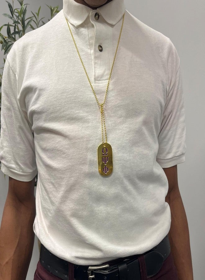 Desert Cactus Omega Psi Phi Necklace Fraternity Dog Tag Greek OPP Omega Man D9 Divine 9 (Style A - Crest & Letter) - Image 4