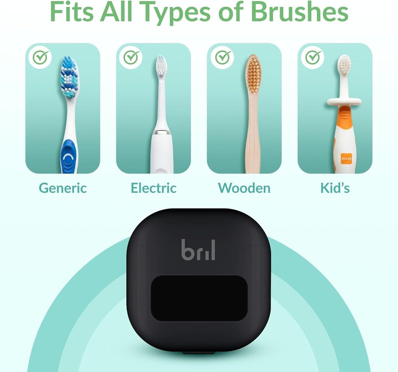 Bril UV-C Toothbrush Sanitizer Portable Sterilizer Cover Holder and Case for Any Size Toothbrush (Black) - Image 3