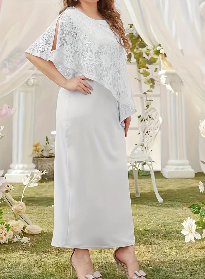 Take Two Graceful White Lace Maxi Sheath Dress - Image 1