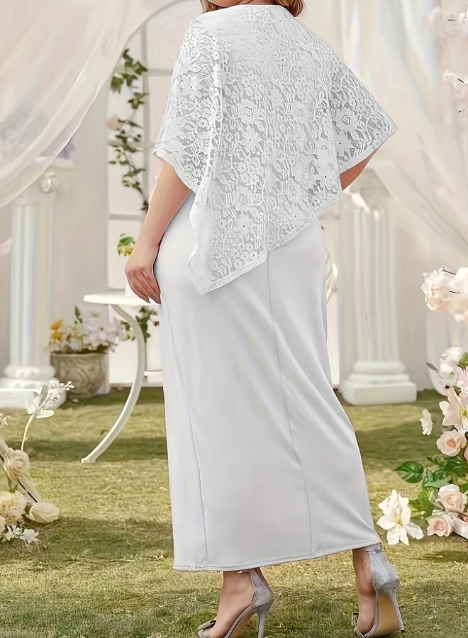 Take Two Graceful White Lace Maxi Sheath Dress - Image 3