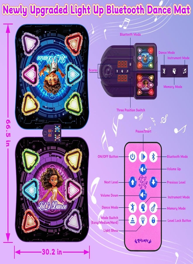 Handwell Upgraded Dance Mat for Kids, Single & Double Players Mode Electronic Dance Pad with Light-up 12-Button Wireless Bluetooth 5 Game Modes Christmas Birthday Gift for Girls Boys Ages 3 4 5 6 7 8 8-12 - Image 4