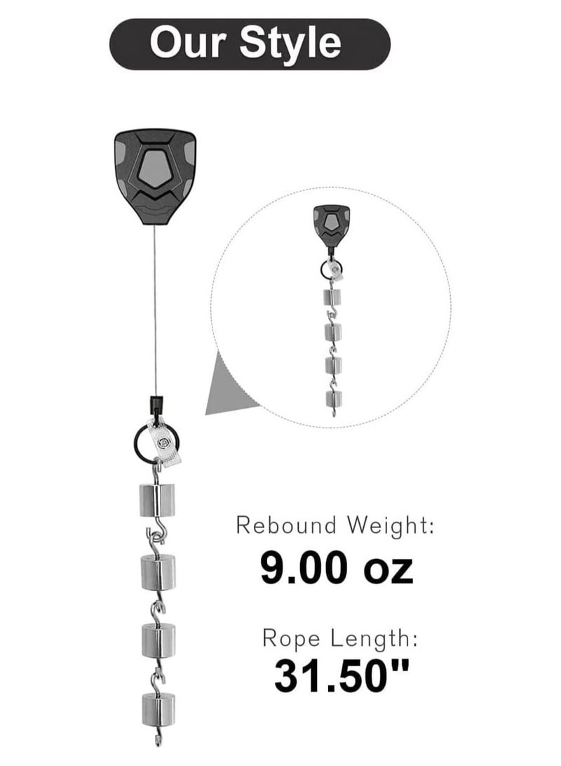 SYOSI Heavy Duty Retractable Keychain with Belt Clip, 2 Pack Retractable ID Badge Reel, Retractable Badge Holder with 31.5” Steel Cord and Key Ring, 9.0oz High Elastic ABS Mountaineering Buckle  - Image 4