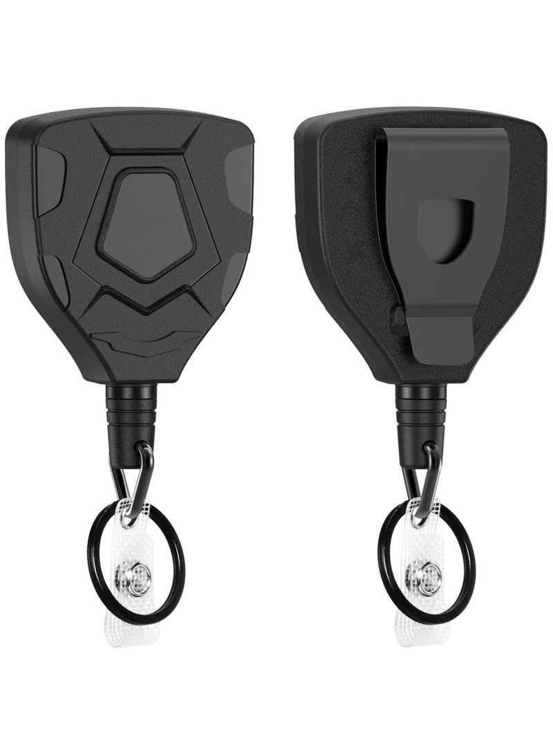 SYOSI Heavy Duty Retractable Keychain with Belt Clip, 2 Pack Retractable ID Badge Reel, Retractable Badge Holder with 31.5” Steel Cord and Key Ring, 9.0oz High Elastic ABS Mountaineering Buckle  - Image 1
