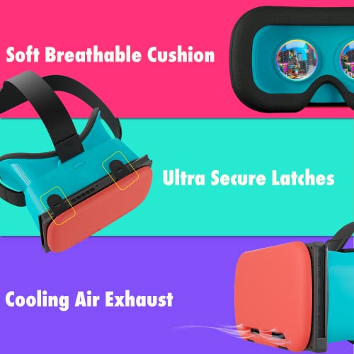 Orzly VR Headset Designed for Nintendo Switch & Switch OLED Console with Adjustable Lens for a Virtual Reality Gaming Experience and for Labo VR - Colour Pop - Gift Boxed Edition Tanami - Image 3