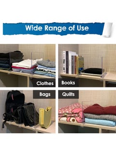 Y&D 4 Pack Acrylic Shelf Dividers for Wardrobe, Wood Closets Clear Separator, Adjustable Clothing Organizer Wardrobe Dividers, Suitable Bedroom Closet Shelves  - Image 4