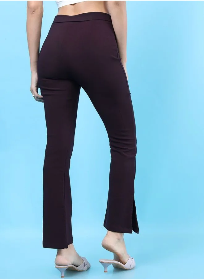 مرفوعة Women Tapered Solid High-Rise Straight Pants