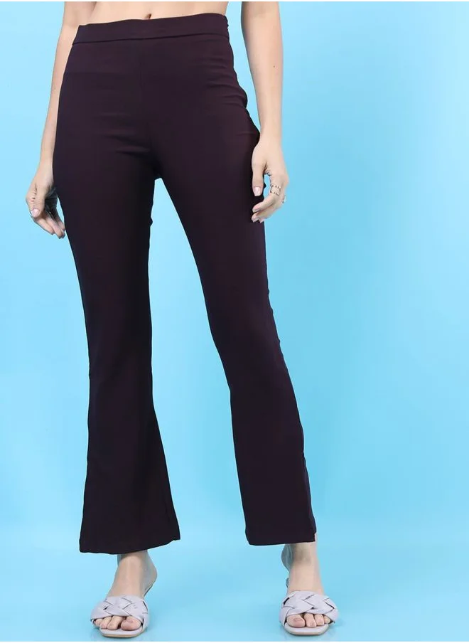 مرفوعة Women Tapered Solid High-Rise Straight Pants