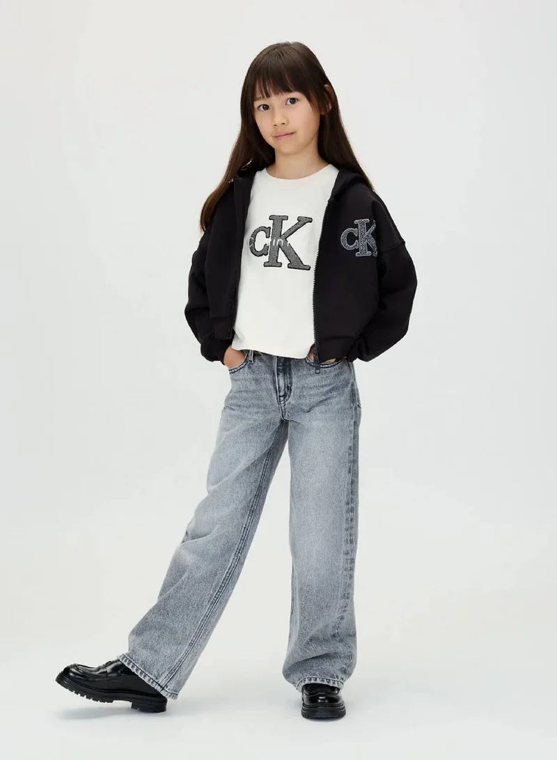 Calvin Klein Jeans Ck Black Logo Zip Up Hoodie for Women | Best Price UAE