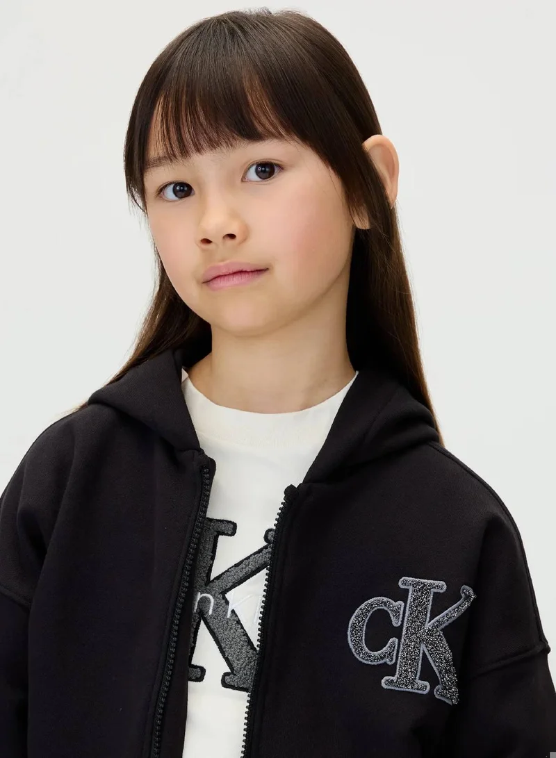 Calvin Klein Jeans Ck Black Logo Zip Up Hoodie for Women | Best Price UAE