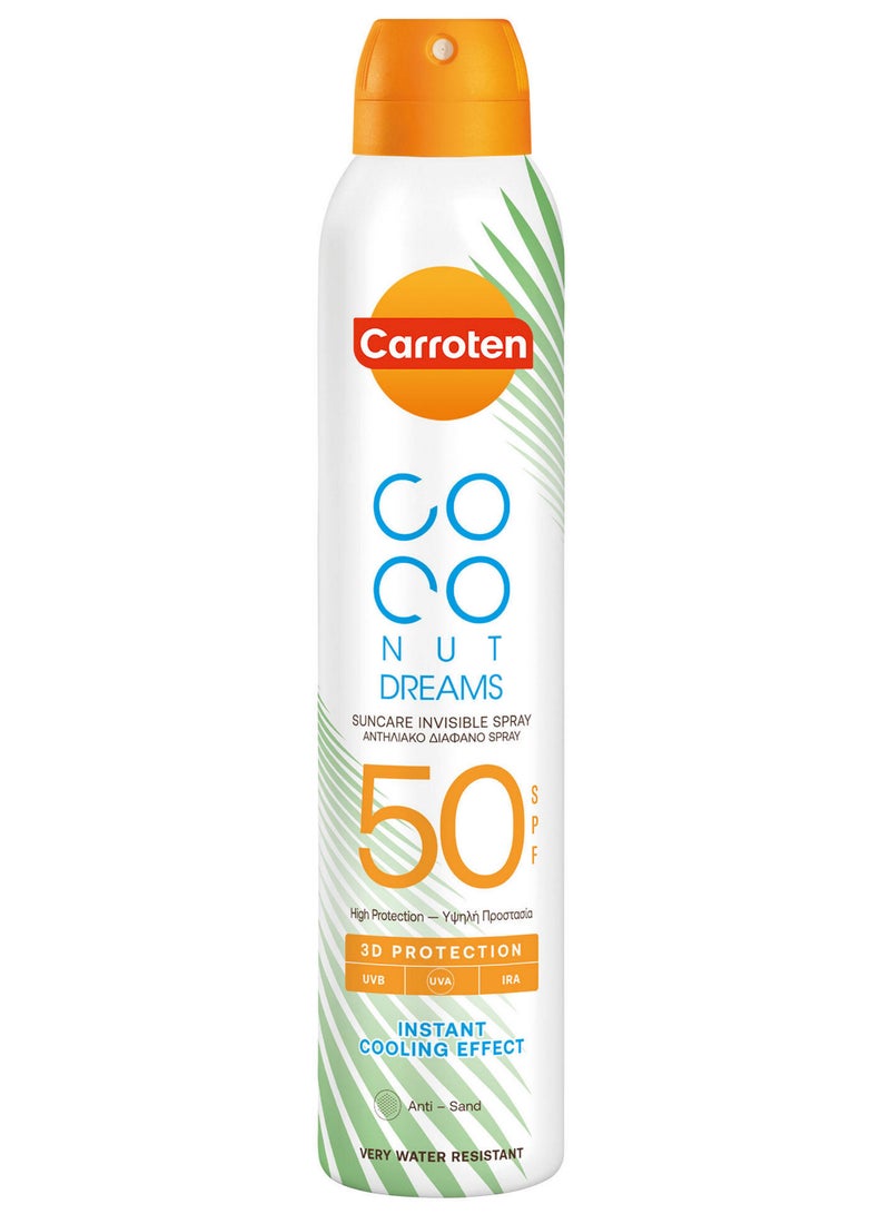 Carroten Coconut Dreams Suncare Spf50 Invisible Sunscreen Spray For Body Anti-Sand Water Resistant 200 ML - Image 1