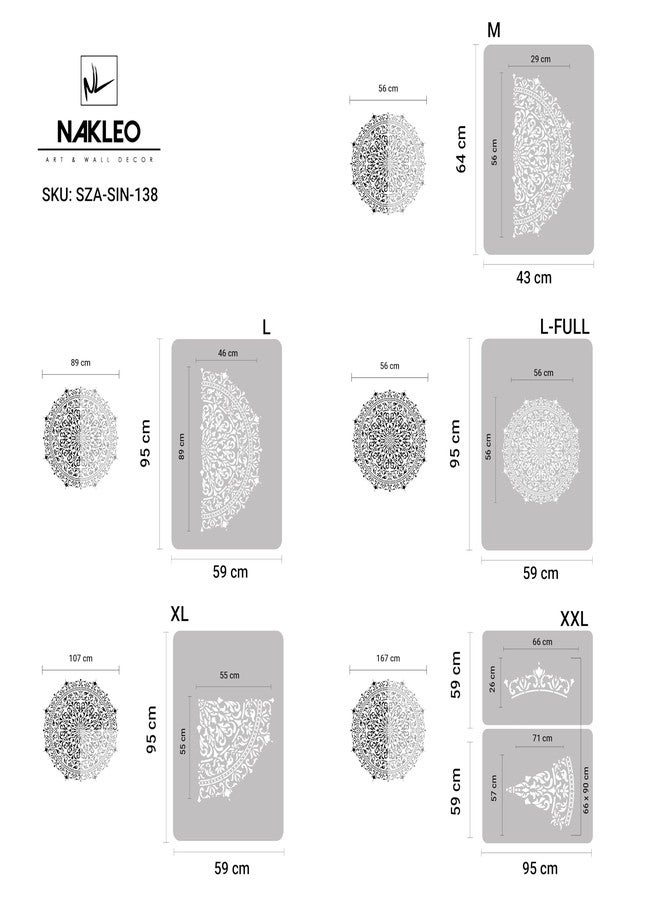 Nakleo استنسل كبير لرسم الماندالا من ناكليو، قطر 22 بوصة، استنسل ماندالا ساحر، قالب بلاستيكي قابل لإعادة الاستخدام، أعمال فنية وحرفية يدوية، نقش ماندالا هندسي كبير لرسم الجدران والأرضيات والخشب والأقمشة والأثاث - Image 5