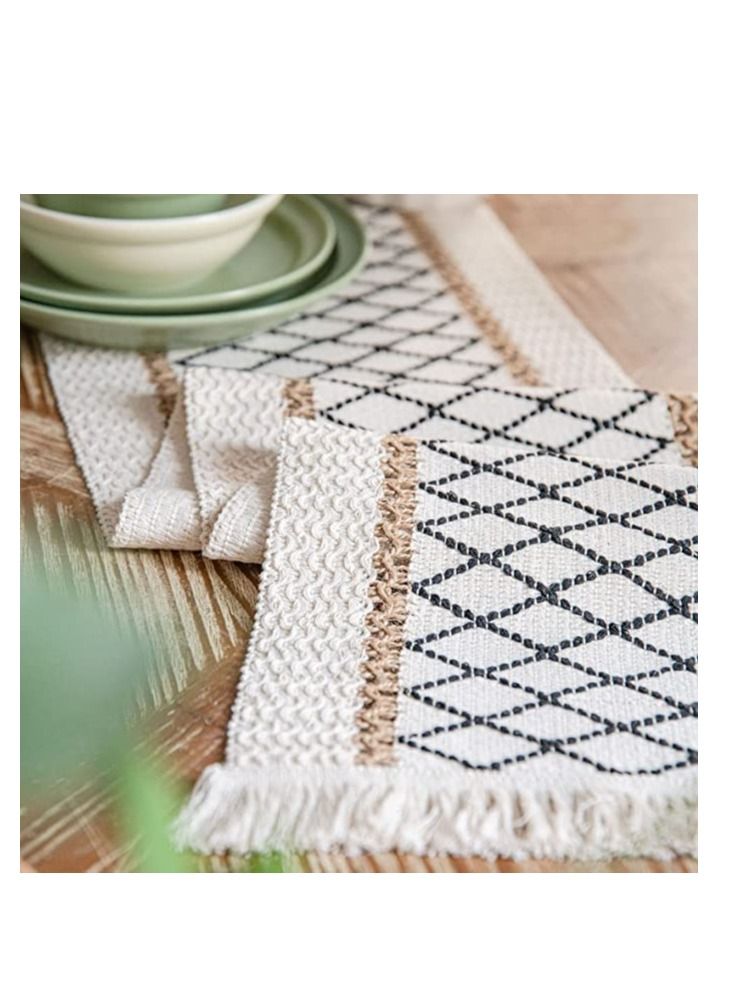 Y&D Table Runner, Boho Perfect for Bohemian Decor, Wedding Hand Woven Off White Runners Dining Room, Coffee or Decorations Home (71x 12")  - Image 3