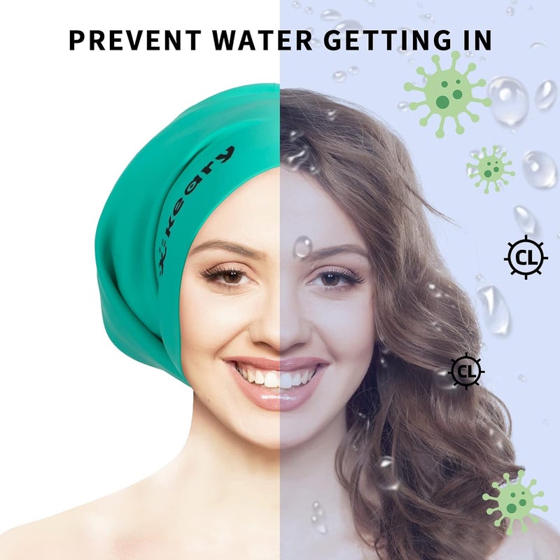 Keary Extra Large Swim Cap for Braids and Dreadlocks Extensions Weaves Long Hair, Waterproof Silicone Cover Ear Bath Pool Shower Swimming Cap for Adult Youth to Keep Hair Dry, Easy to Put On and Off - Image 3