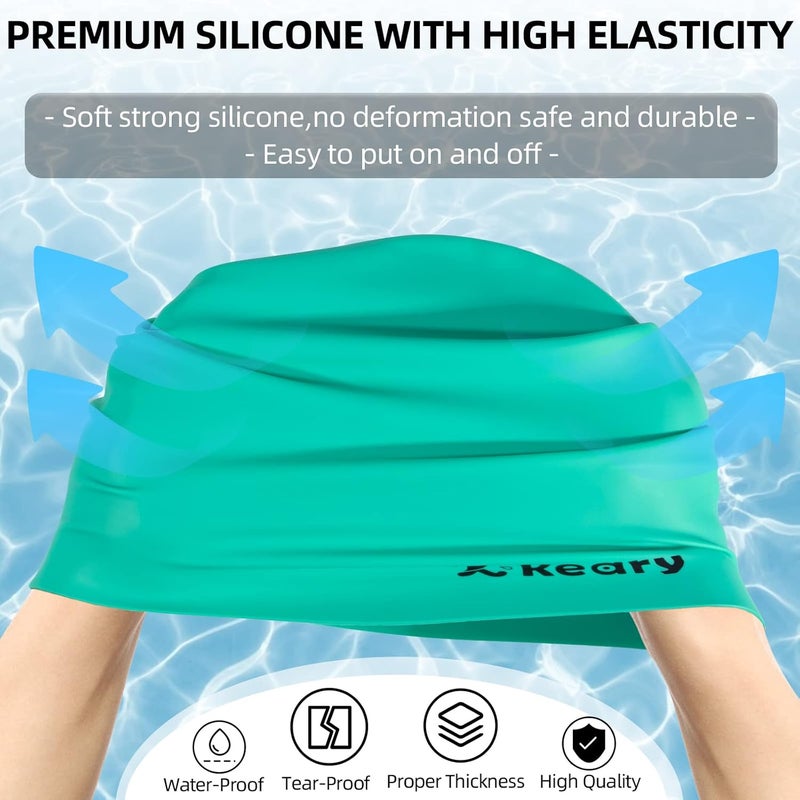 Keary Extra Large Swim Cap for Braids and Dreadlocks Extensions Weaves Long Hair, Waterproof Silicone Cover Ear Bath Pool Shower Swimming Cap for Adult Youth to Keep Hair Dry, Easy to Put On and Off - Image 5