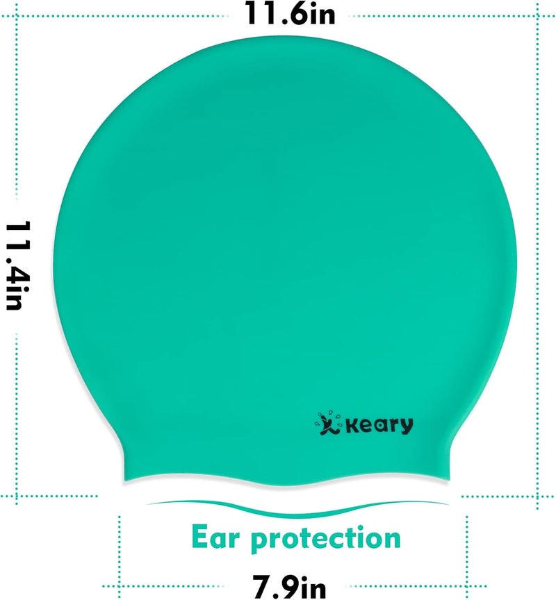 Keary Extra Large Swim Cap for Braids and Dreadlocks Extensions Weaves Long Hair, Waterproof Silicone Cover Ear Bath Pool Shower Swimming Cap for Adult Youth to Keep Hair Dry, Easy to Put On and Off - Image 2