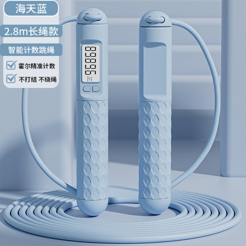 Generic Womens Specialized Jump Rope Fat Burning Countable Jump Rope Counter No Jumping Fat Loss Mid-term Exam Special Sea blue long rope [bearing wire rope] [counting calories]] 