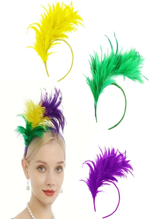 LKQBBSZ Women Headband Mardi Gras Feather Headbands Tea Party Cocktail Wedding Headpiece (Green, One size) - Image 2