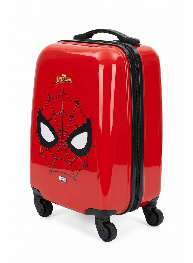 مارفل Marvel Spider-Man 16" Kids Hard Shell Trolley Luggage – Red | ABS + PC UV Print Suitcase with 360° Spinner Wheels