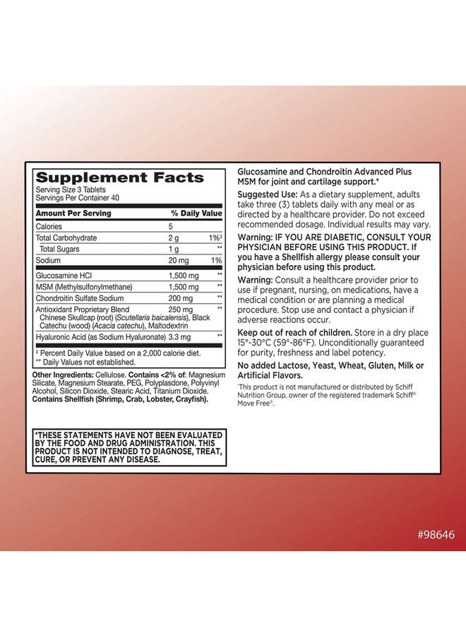 Quality Choice Glucosamine 1500 Mg With Chondroitin And Msm Joint And Cartilage Health Dietary Supplement In 120 Tablet Bottles - Image 4