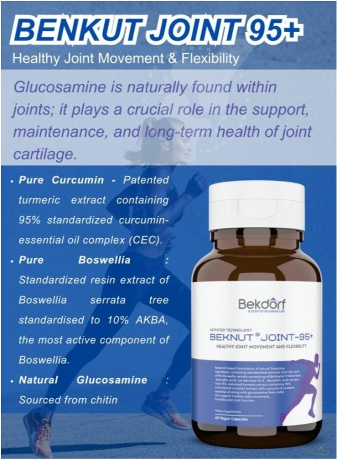 Joint 95+ (For Strong & Healthy Joints with Curcumin, Boswellia and Natural Glucosamine) -60 Vegan Capsules