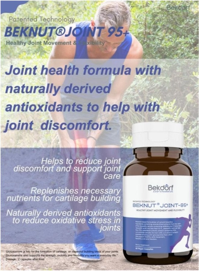 Joint 95+ (For Strong & Healthy Joints with Curcumin, Boswellia and Natural Glucosamine) -60 Vegan Capsules