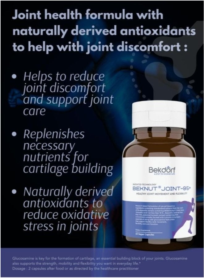 Joint 95+ (For Strong & Healthy Joints with Curcumin, Boswellia and Natural Glucosamine) -60 Vegan Capsules