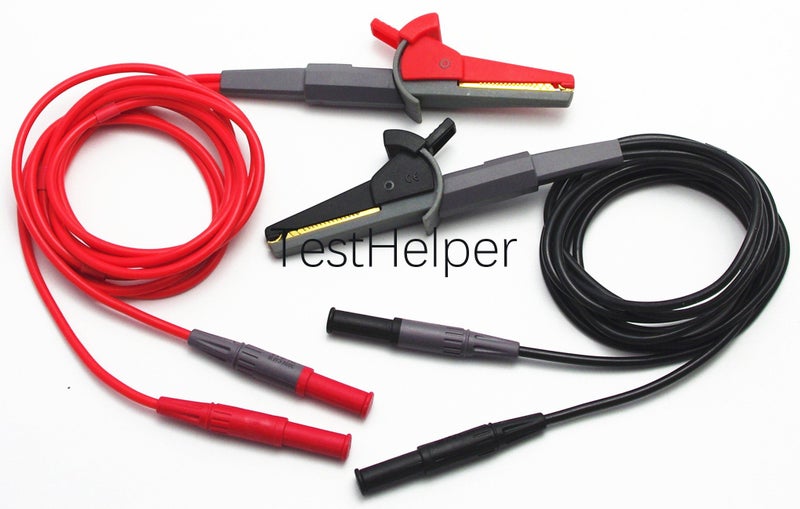 TestHelper TL200 LCR Meter Tester 4 Four Wire Silicone Test Leads Lead Terminal Kelvin Clip Alligator with 4mm Banana Plug - Image 1
