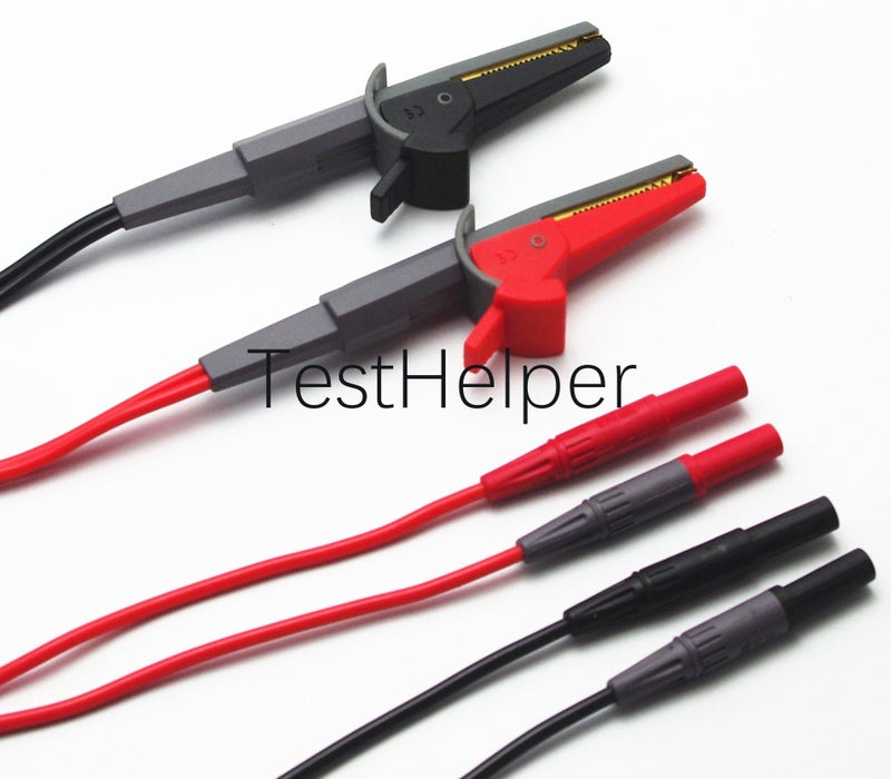 TestHelper TL200 LCR Meter Tester 4 Four Wire Silicone Test Leads Lead Terminal Kelvin Clip Alligator with 4mm Banana Plug - Image 3