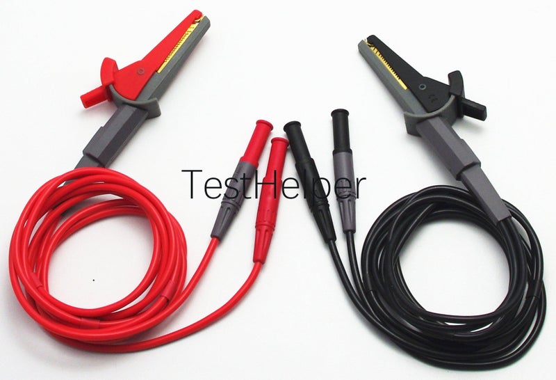 TestHelper TL200 LCR Meter Tester 4 Four Wire Silicone Test Leads Lead Terminal Kelvin Clip Alligator with 4mm Banana Plug - Image 2