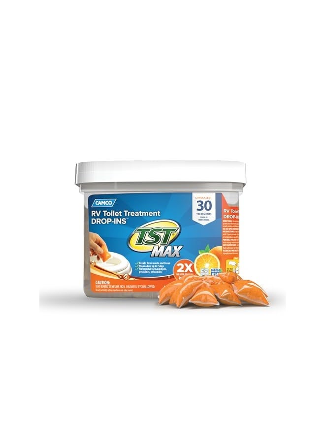 Camco Camco Tst Max Camper/Rv Toilet Treatment Drop-Ins | Control Unwanted Odors And Break Down Waste And Tissue | Safe Septic Tank Treatment | Orange Scent | 30-Pack (41183) - Image 3