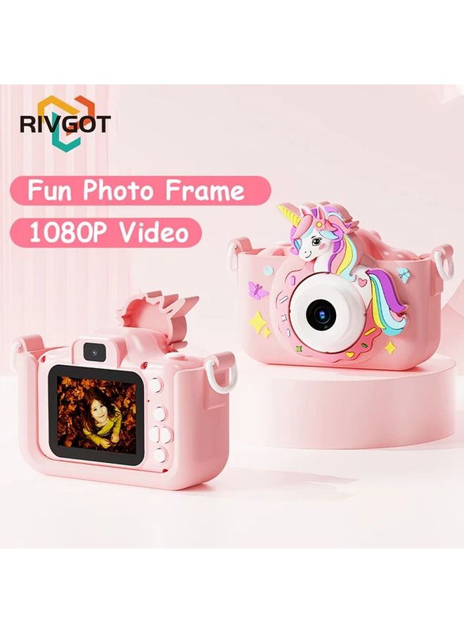 Pink Point And Shoot Digital Camera HD Dual Lens USB Time Lapse 33 Effects MP3 Games 32GB SD Card Gift For Girls 3 12 Years - Image 1