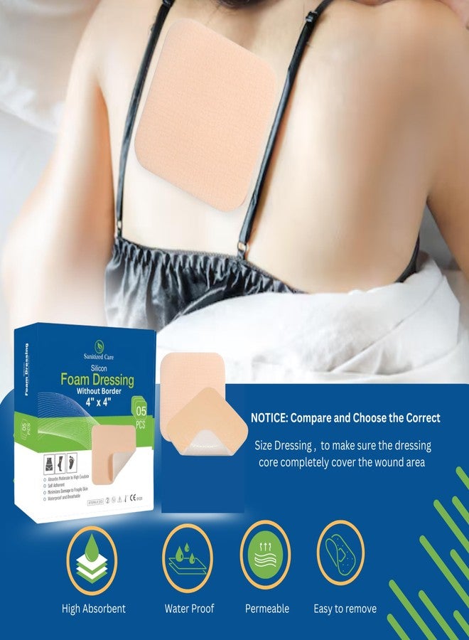 Sanitized Care Silicone Foam Dressing 4x4 without Border Pack of 5, Sterile Silicone Foam Dressing for Wound Care, Bed Sores & Pressure Ulcers – Soft, Breathable, Waterproof Bandage, Gentle Removal & High Absorbency - Image 3