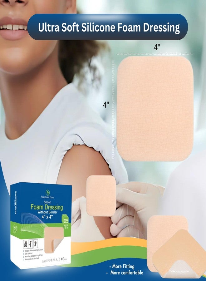 Sanitized Care Silicone Foam Dressing 4x4 without Border Pack of 5, Sterile Silicone Foam Dressing for Wound Care, Bed Sores & Pressure Ulcers – Soft, Breathable, Waterproof Bandage, Gentle Removal & High Absorbency - Image 2