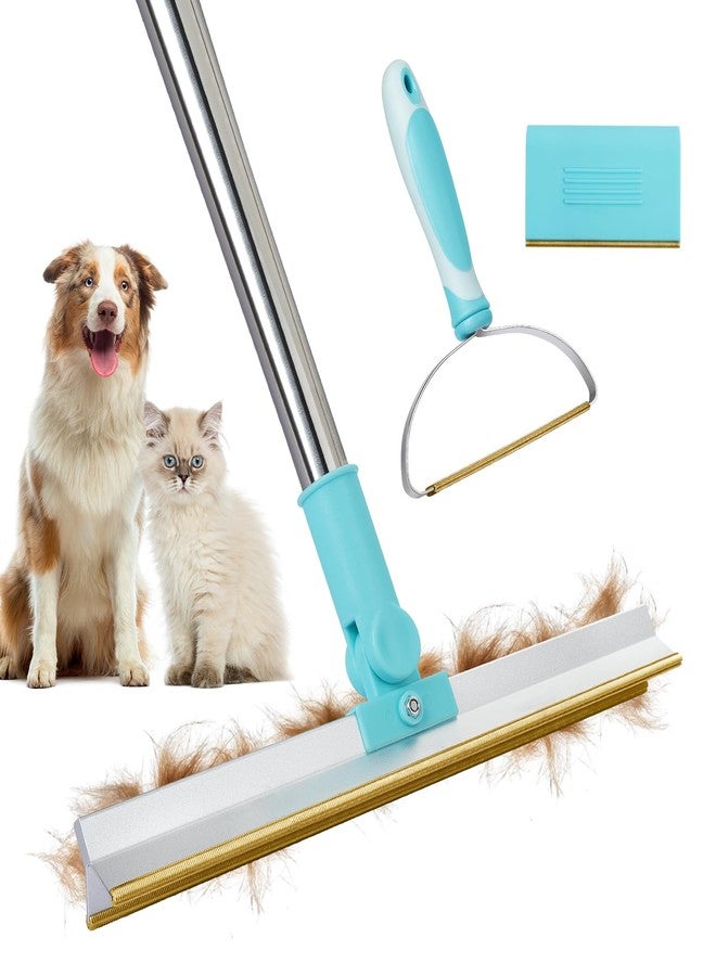 YooxArmor 3 in 1 Carpet Rake Pet Hair Remover, 3 Size Scraper Set, 55” Adjustable Handle, Reusable Lint Tool for Dog Cat Rugs Furniture Car - Image 1
