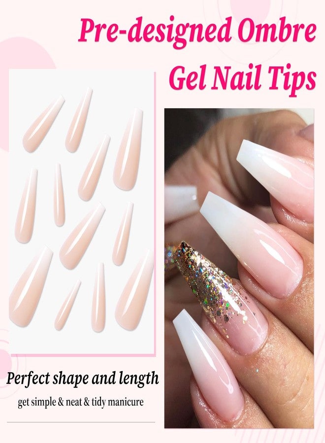 Lifextol 240pc Ombre Coffin Press on Nail long Fake Nails Press ons Glue on Nails with Glue & Adhesive Tabs, Acrylic Nails Press on Nails Coffin False Gel Nail Tips Stick on Artificial Fingernails - Image 2
