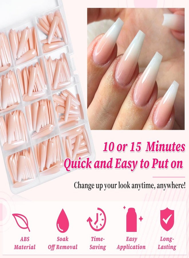 Lifextol 240pc Ombre Coffin Press on Nail long Fake Nails Press ons Glue on Nails with Glue & Adhesive Tabs, Acrylic Nails Press on Nails Coffin False Gel Nail Tips Stick on Artificial Fingernails - Image 3