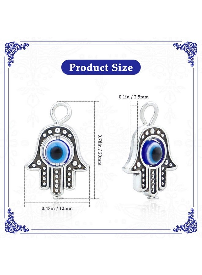 JIALEEY 30Pcs Antique Silver Hamsa Hand Evil Eye Bead Of Fatima Symbol Charms Hamsa Hand Beads Frame Charms For Jewelry Making Findings Diy Necklace Bracelet - Image 2
