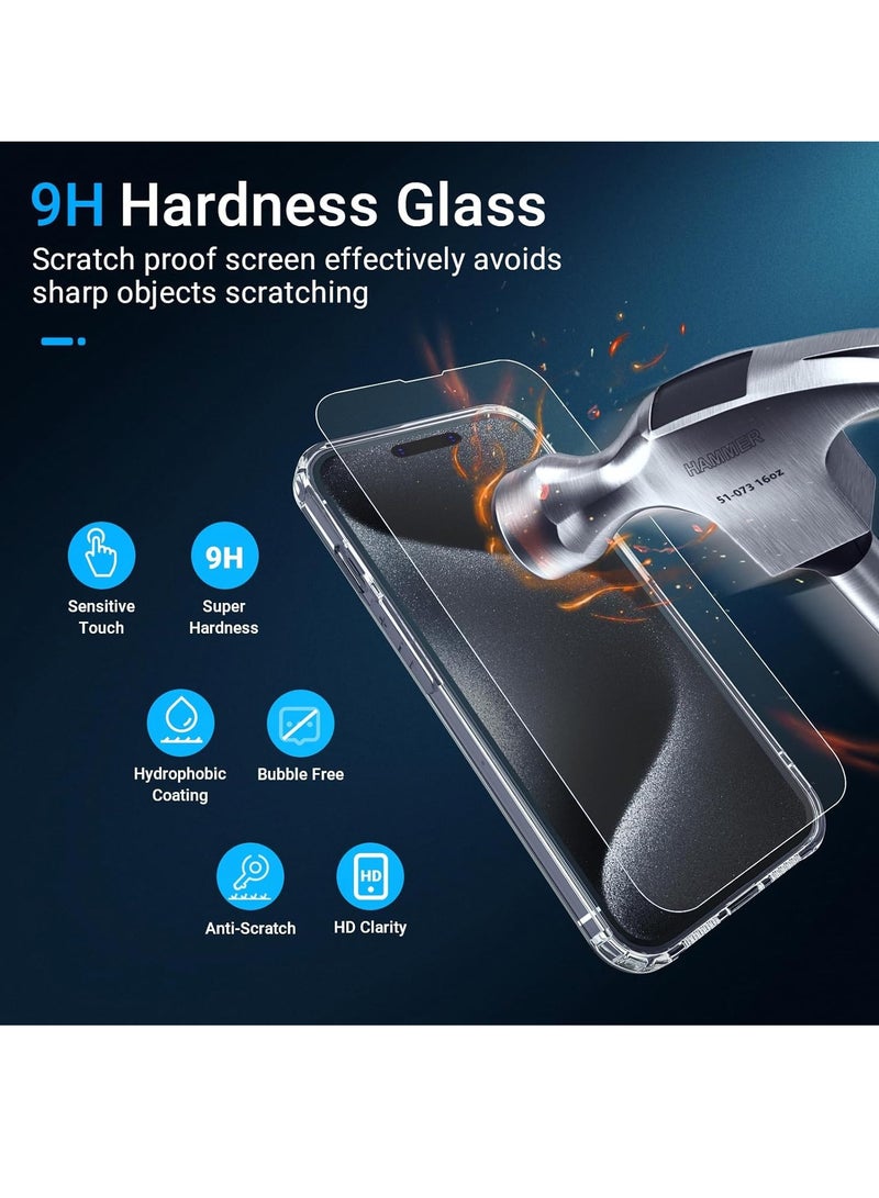 DUSALA [5 in 1 Designed for iPhone 15 Pro Max Clear Case with Screen Protector[2 Pack] +Camera Lens Protector[2 Pack], Military Grade Drop Protection Transparent Cover 6.7 Inch - Image 5