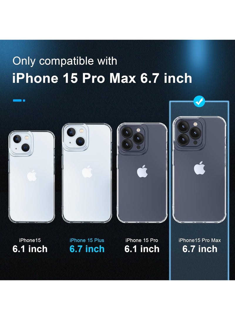 DUSALA [5 in 1 Designed for iPhone 15 Pro Max Clear Case with Screen Protector[2 Pack] +Camera Lens Protector[2 Pack], Military Grade Drop Protection Transparent Cover 6.7 Inch - Image 2