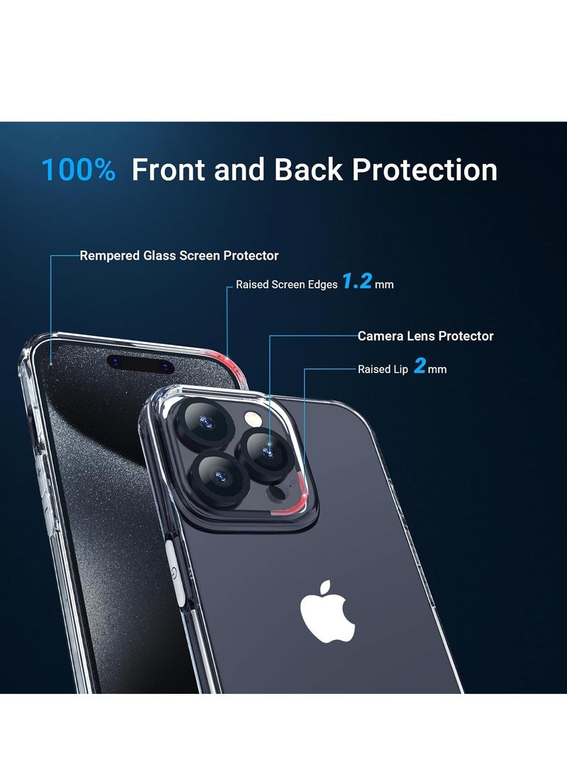 DUSALA [5 in 1 Designed for iPhone 15 Pro Max Clear Case with Screen Protector[2 Pack] +Camera Lens Protector[2 Pack], Military Grade Drop Protection Transparent Cover 6.7 Inch - Image 4